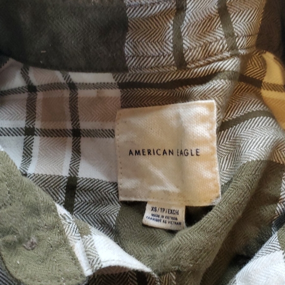 AE olive green flannel button up - Picture 2 of 2
